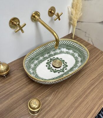 Pack complet de vasque oval marocaine traditionnelle pour une salle de bain – vue 3