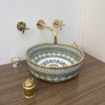 Vasque artisanale en céramique peinte à la main – Vasque pour une salle de bain chic