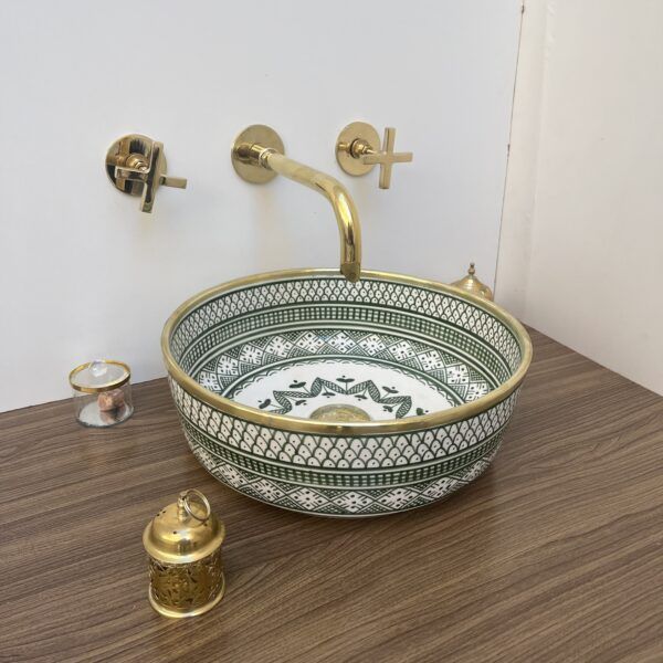 Élégante vasque marocaine peinte à la main – Vasque pour une salle de bain chic