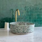 Vasque artisanale en céramique peinte à la main – Vasque pour une salle de bain chic