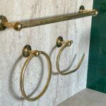 Ensemble d'Accessoires de Salle de Bain 3 Pièces en Laiton Massif Martelé - Collection Classique